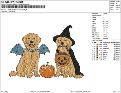 Halloween Witch Dog Embroidery Design Trick-or-Treat Machine Embroidery File Kid Halloween Embroidery Design Gift Dog Lover Halloween PES