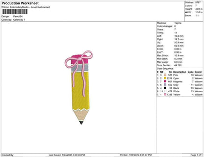 Pencil Icon Embroidery Design Back To School Machine Embroidery File Gift Teacher Embroidery File Small PES Pencil Motif Embroidery File DST