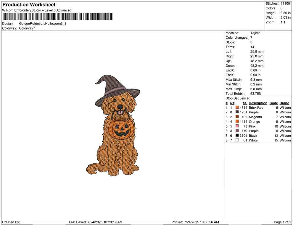 Halloween Witch Dog Embroidery Design DST Goldendoodle Machine Embroidery File Kid Halloween Embroidery Design Gift Dog Lover Halloween PES