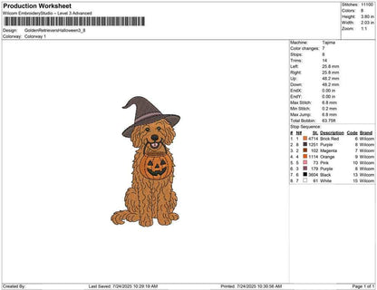 Halloween Witch Dog Embroidery Design DST Goldendoodle Machine Embroidery File Kid Halloween Embroidery Design Gift Dog Lover Halloween PES