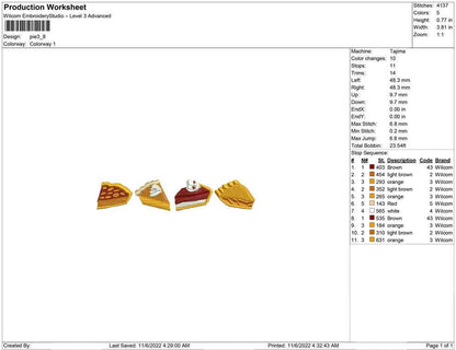 Thanksgiving Embroidery Designs: Pumpkin Pie Embroidery Machine File Thanksgiving Kitchen Embroidery Design (Digital Download)