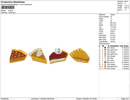 Thanksgiving Embroidery Designs: Pumpkin Pie Embroidery Machine File Thanksgiving Kitchen Embroidery Design (Digital Download)