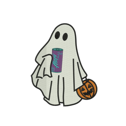 Halloween Ghost Embroidery Design: Energy Drink Ghost Machine Embroidery File (DST, PES, JEF more) (Digital Download)