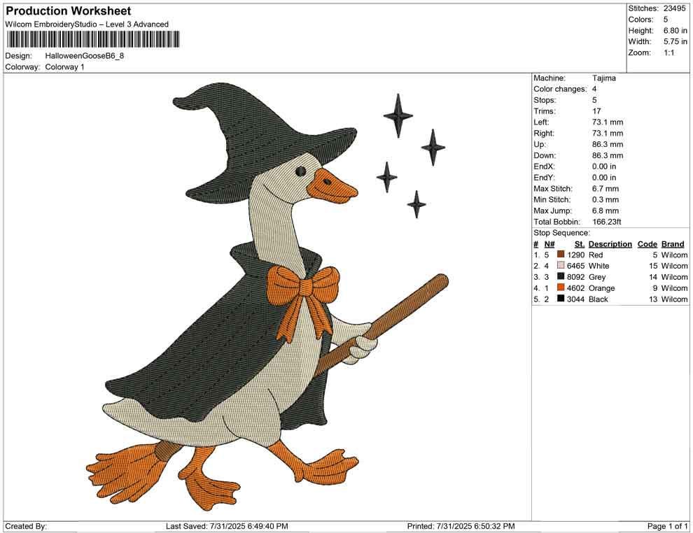 Halloween Goose Embroidery File Halloween Witch Machine Embroidery File DST Cute Geese Embroidery Design Trick or Treat PES File Costume