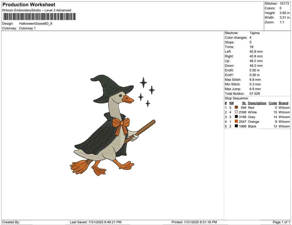 Halloween Goose Embroidery File Halloween Witch Machine Embroidery File DST Cute Geese Embroidery Design Trick or Treat PES File Costume