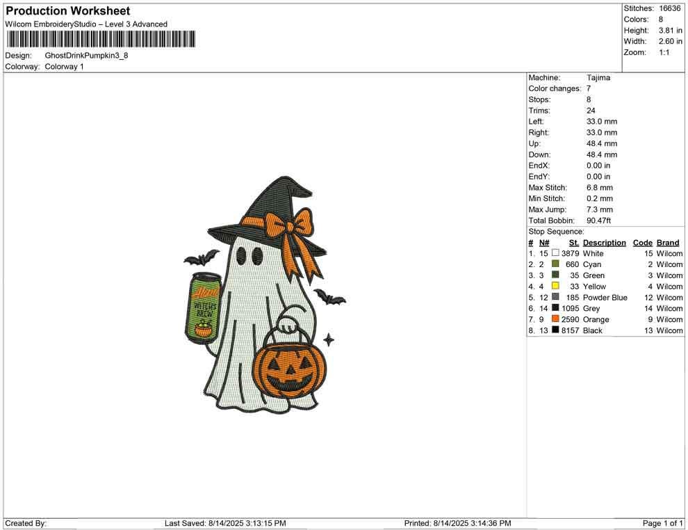 Halloween Ghost Embroidery Design: Pumpkin, Witch Hat (Digital Download)