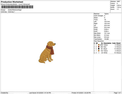 Golden Retriever Embroidery Designs: Dog Embroidery Designs Winter Embroidery Machine Files