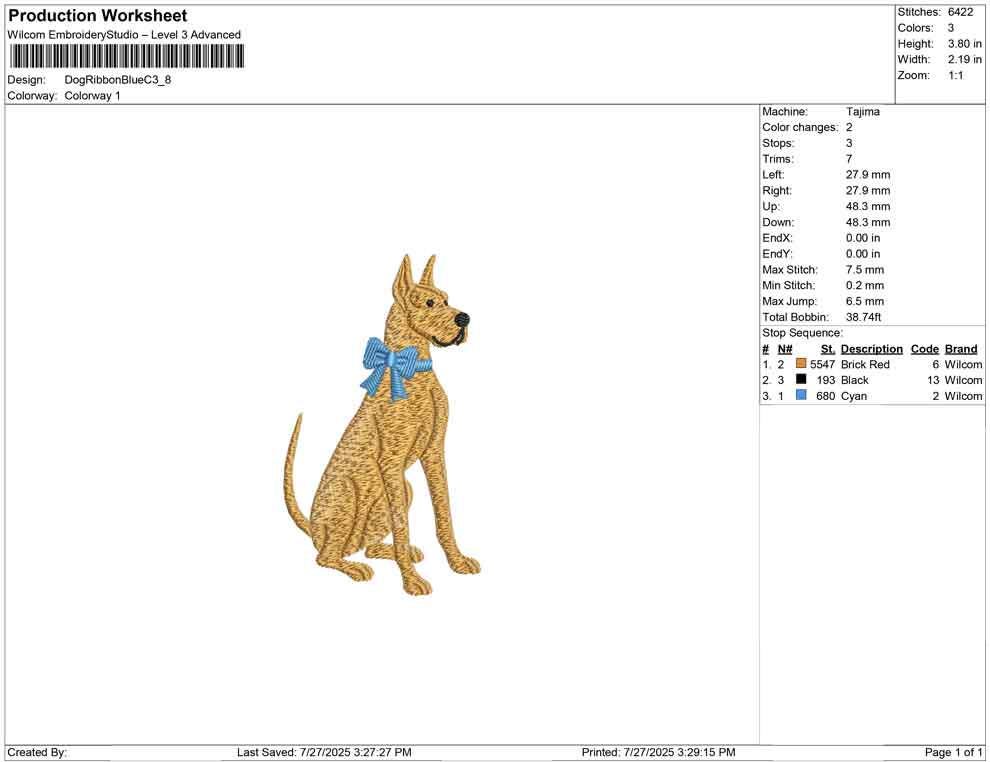 Great Dane Embroidery Designs: Big Dog Embroidery Machine File Dog with Bow Embroidery Design