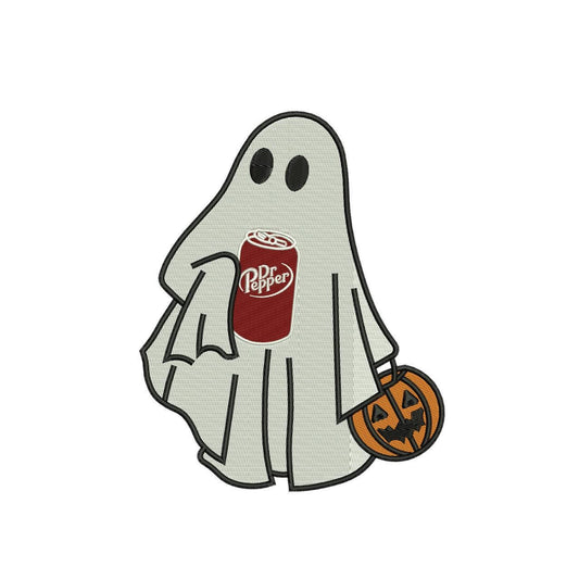 Halloween Ghost Dr Pepper Embroidery Design: Soda Machine File (DST, PES and more)