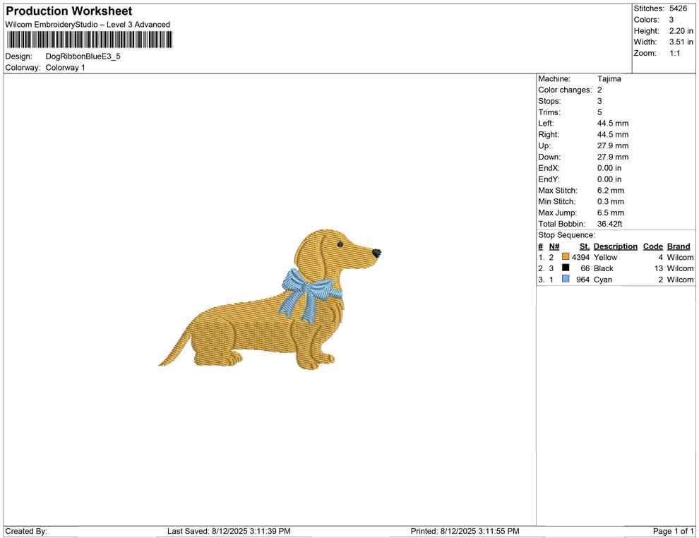 Dachshund Dog Embroidery Designs: Puppy Dog with Bow Machine Embroidery File (Digital Download)
