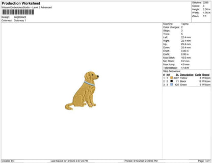 Golden Retriever Embroidery Design Golden Retriever Dog Lover Embroidery File Dog Mom DST Golden Retriever Dog Collar Embroidery File PES