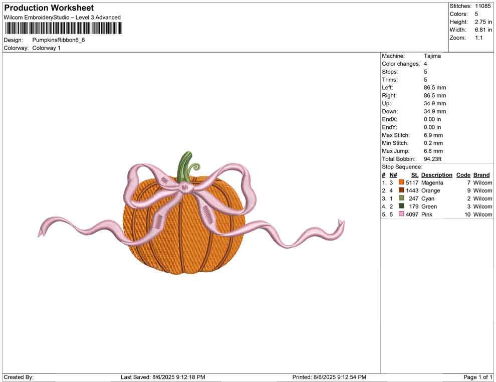 Fall Embroidery Designs: Pumpkin with Bow Embroidery Design Thanksgiving Embroidery Machine File (Digital Download