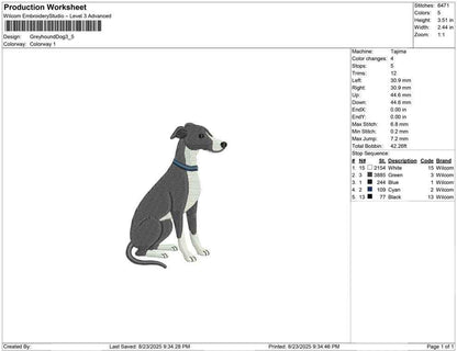 Greyhound Dog Embroidery Design: Elegant Pet Embroidery (Digital Download)