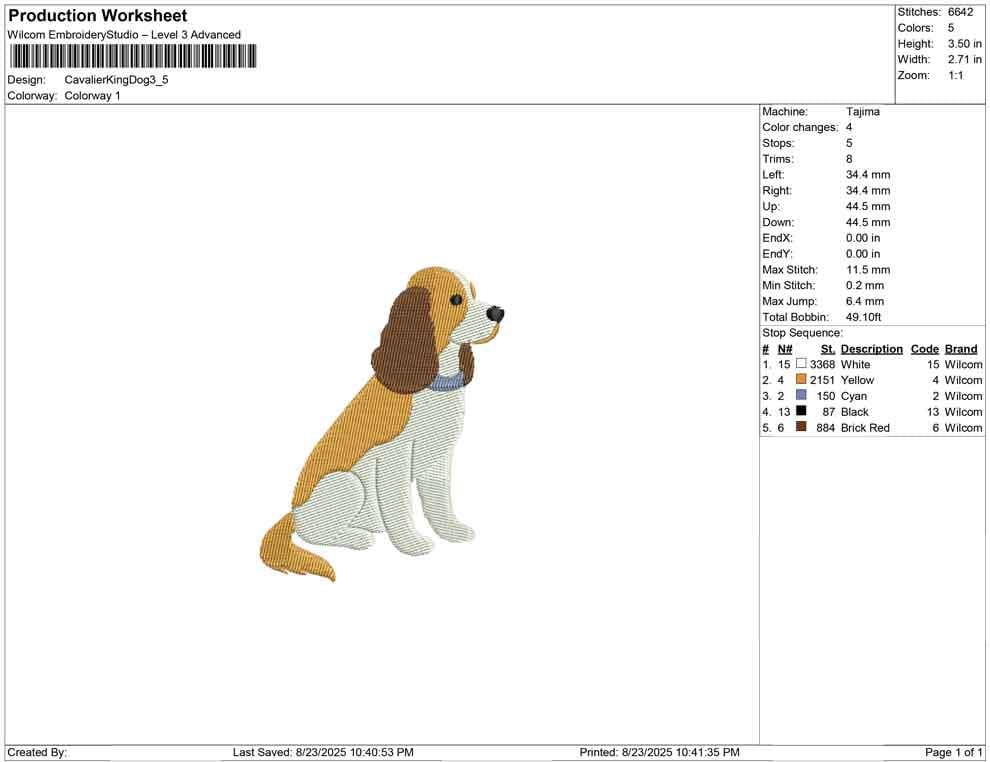 Cavalier King Charles Spaniel Embroidery Design: Dog Lover Gift (DST, PES, EXP Files)