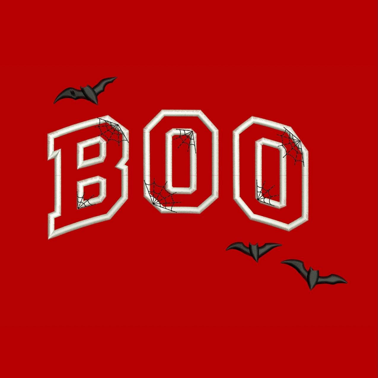BOO Halloween Embroidery Design: Bats & Cobwebs (Digital Download)