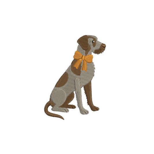 German Wirehaired Pointer Embroidery Designs: Dog with Ribbon Mini Machine Embroidery File (Digital Download)