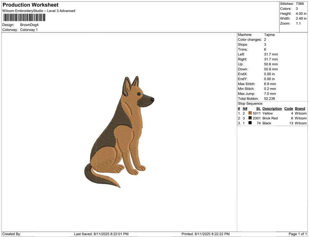 German Shepherd Embroidery Design: Dog Lover Gift (Digital Download)