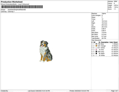 Australian Shepherd Embroidery Design: Dog Lover Gift (DST, PES, JEF) (Digital Download