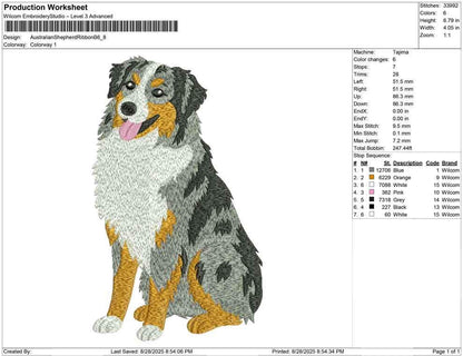 Australian Shepherd Embroidery Design: Dog Lover Gift (DST, PES, JEF) (Digital Download