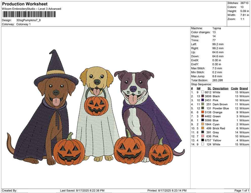 Halloween Dogs Embroidery Design: Pumpkins, Costumes (Digital Download)
