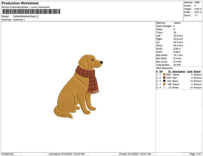 Golden Retriever Embroidery Designs: Dog Embroidery Designs Winter Embroidery Machine Files