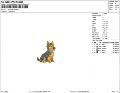 Yorkshire Terrier Embroidery Design Cute Yorkie Dog Embroidery File EXP Dog Mom DST Yorkshire Terrier Dog Love Embroidery File Yorkie PES