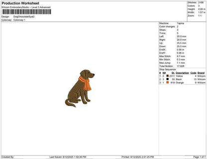 Labrador Retriever Embroidery Designs: Dog with Scarf Embroidery Machine Files Dog Embroidery Design