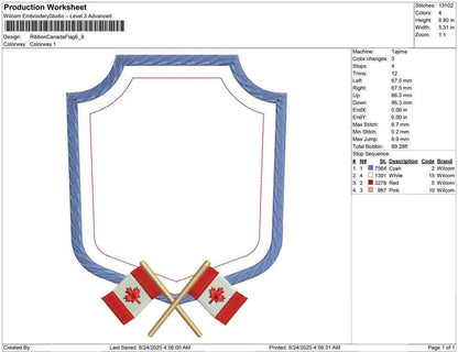 Canadian Flag Frame Embroidery Design: Crest Monogram (Digital Download)
