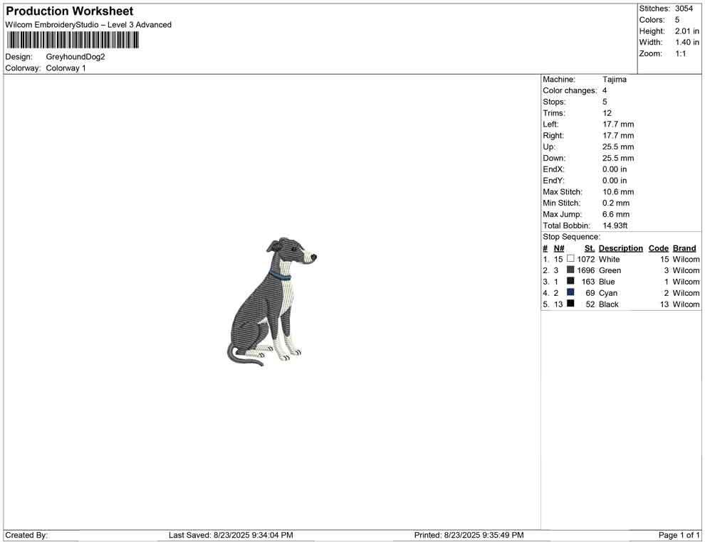 Greyhound Dog Embroidery Design: Elegant Pet Embroidery (Digital Download)