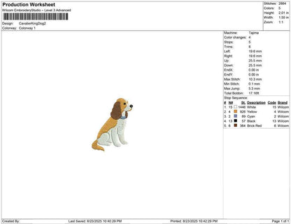 Cavalier King Charles Spaniel Embroidery Design: Dog Lover Gift (DST, PES, EXP Files)
