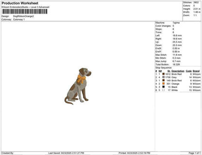 German Wirehaired Pointer Embroidery Designs: Dog with Ribbon Machine Embroidery File (Digital Download)