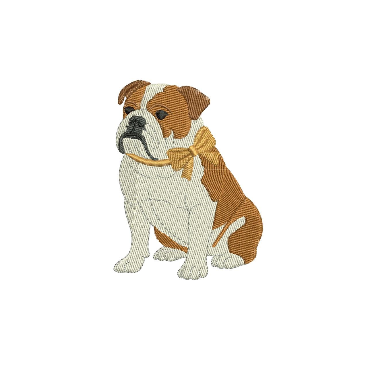 Bulldog with Bow Embroidery Design: Dog Lover Gift (Digital Download)