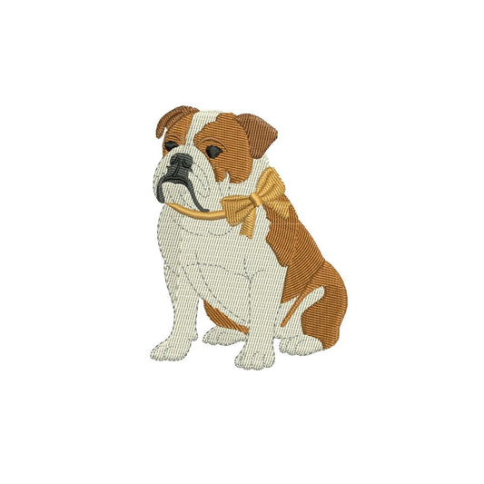 Bulldog with Bow Embroidery Design: Sitting Dog For Puppy Lover Gift (Digital Download)