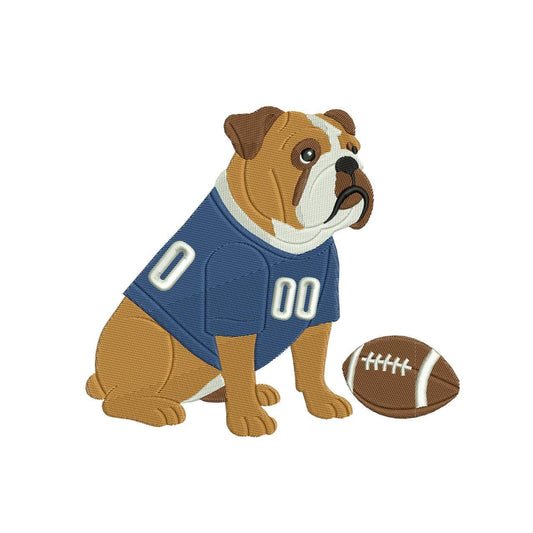 Bulldog Embroidery Designs: Football Dog Machine Embroidery File Sports Football Mascot Dog Embroidery Design (Digital Download)