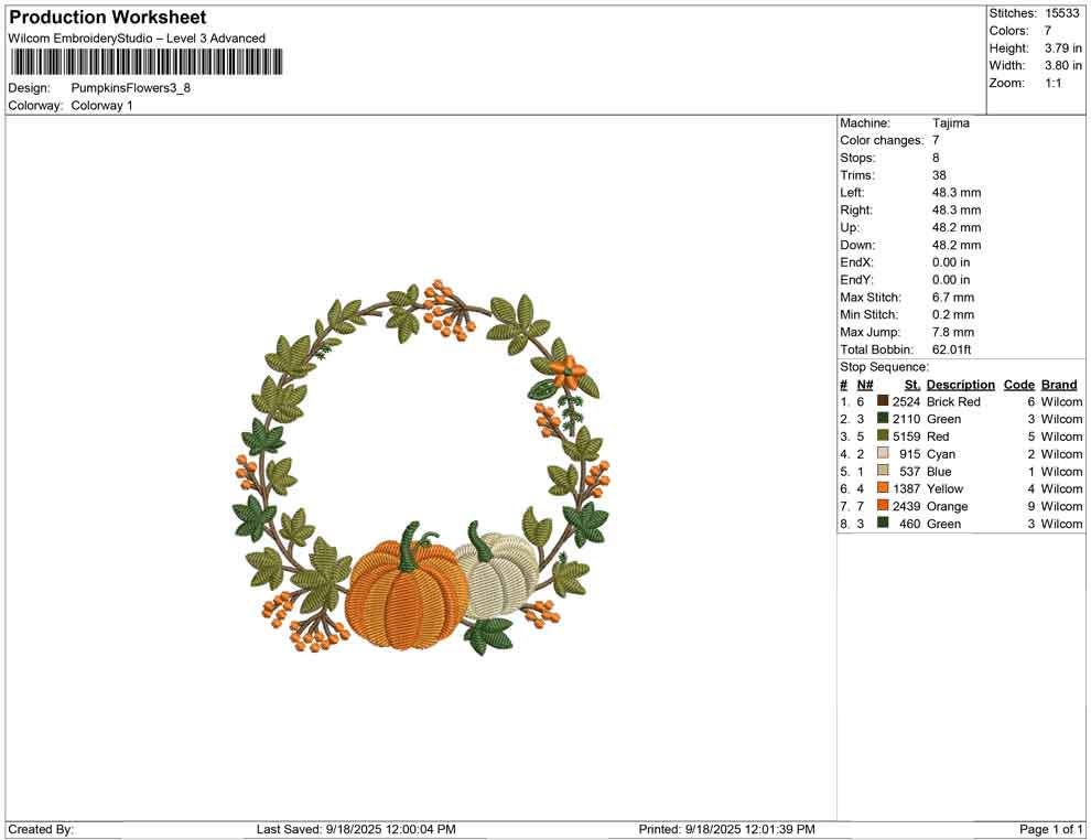 Fall Embroidery Frame: Pumpkin Floral Wreath Embroidery Design Fall Harvest Cornucopia Style Banner Crest (Digital Download)
