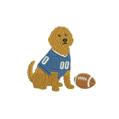 Goldendoodle Football Embroidery Design: Sports Mascot (DST PES EXP File) (Digital Download)