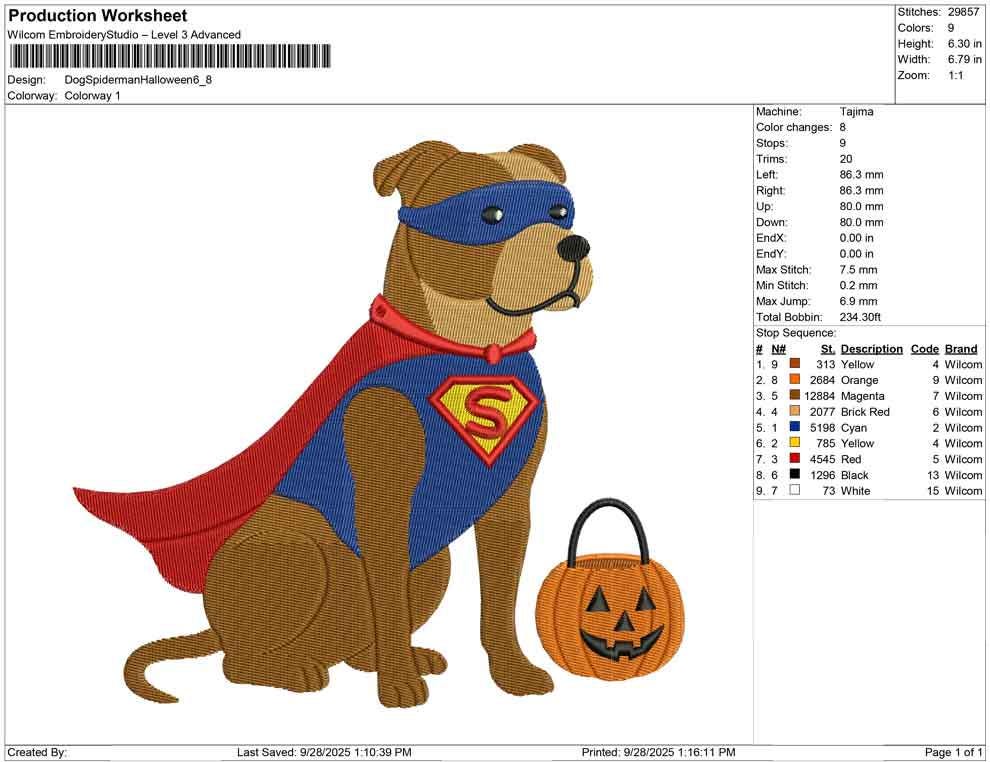 Superhero Pit Bull Halloween Embroidery Design (Digital Download)