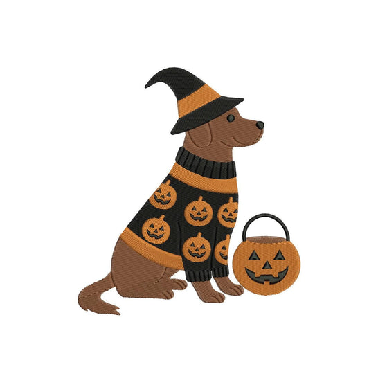 Labrador Halloween Dog Embroidery Design: Pumpkin Sweater (Digital Download)