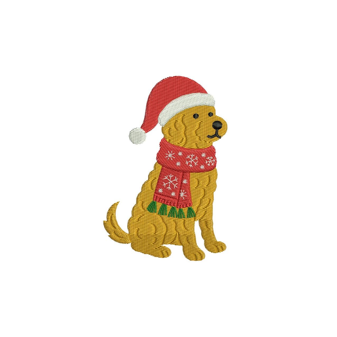 Goldendoodle Embroidery Designs: Golden-doodle Dog Embroidery Design Christmas Santa Hat Machine Embroidery File (Digital Download)