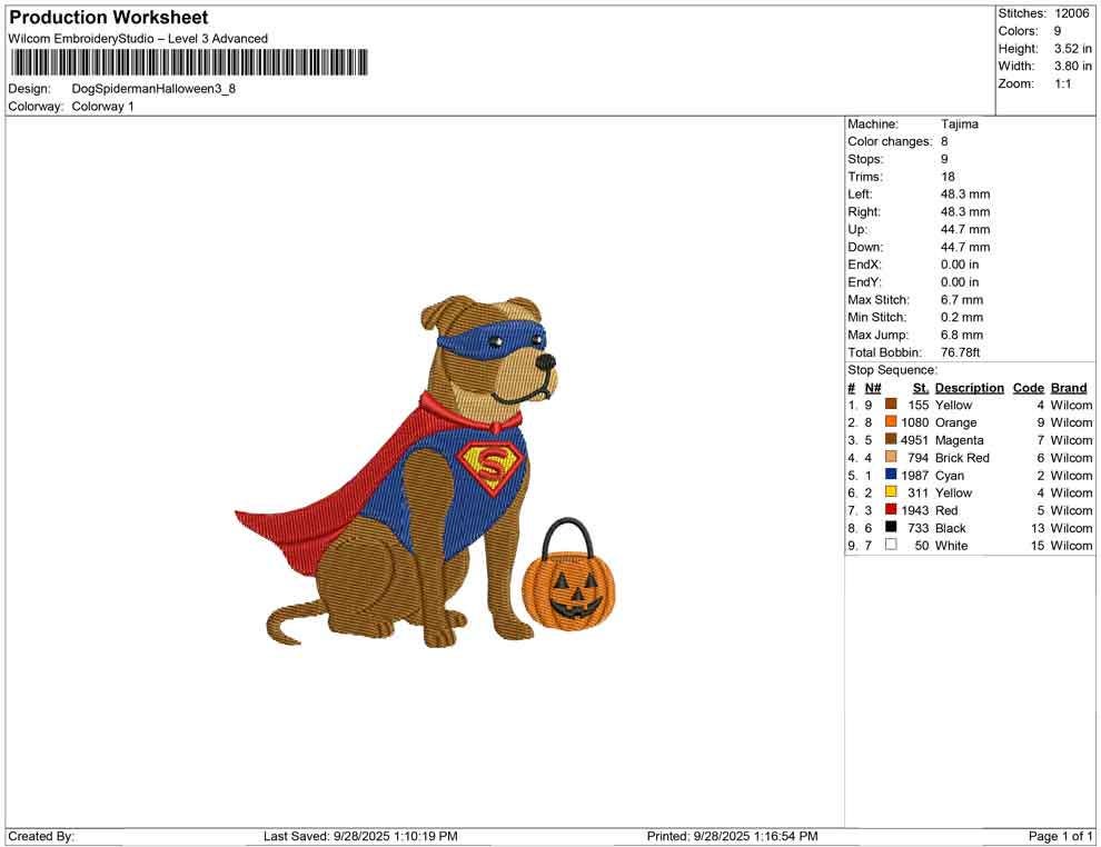Superhero Pit Bull Halloween Embroidery Design (Digital Download)