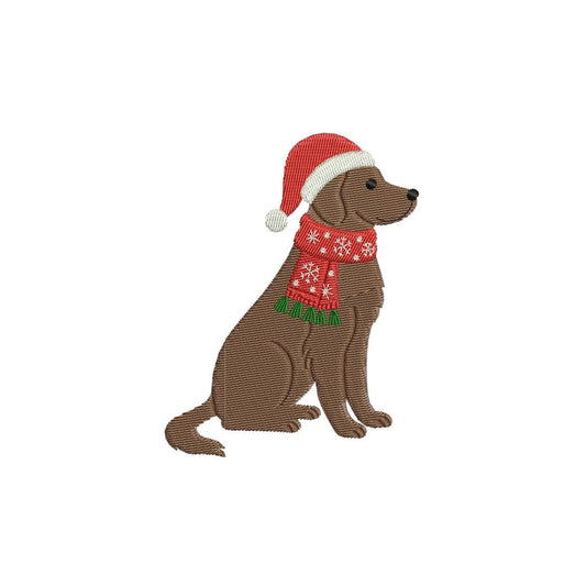 Labrador Retriever Embroidery Designs: Christmas Embroidery Design Santa Hat, Scarf on Dog Machine Embroidery File (Digital Download)