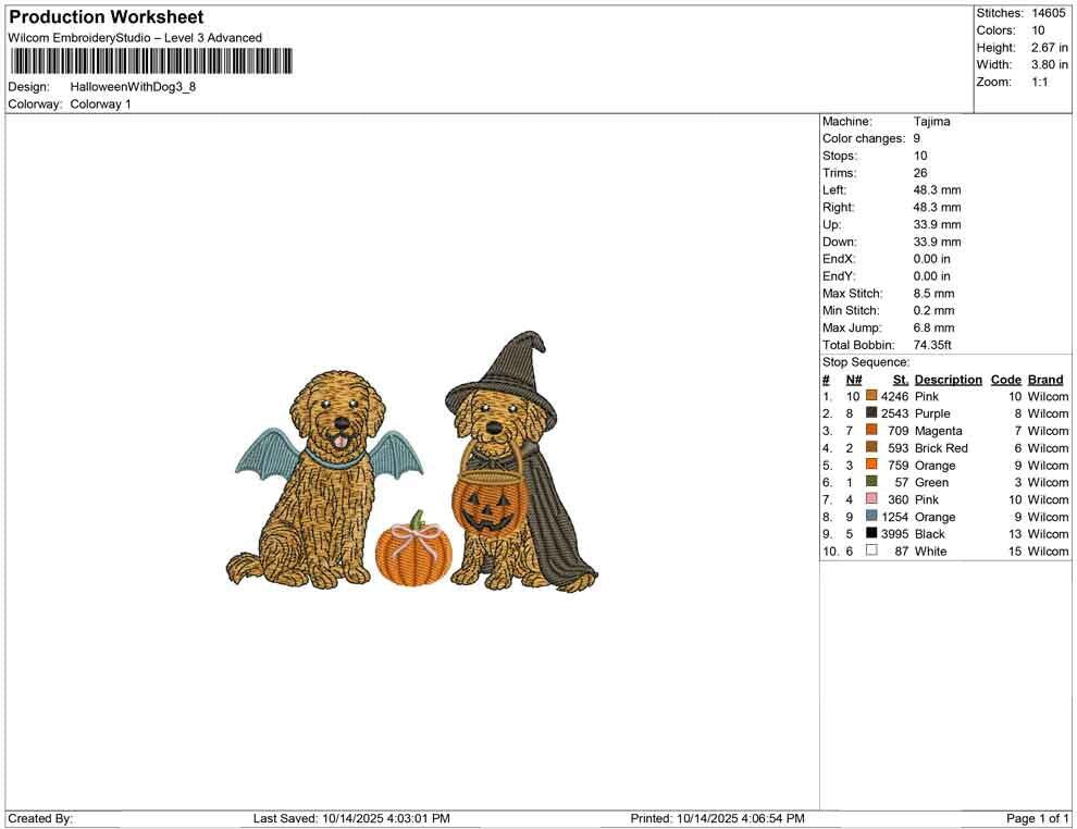 Halloween Goldendoodle Embroidery Design: Witch & Bat Dogs (Digital Download)