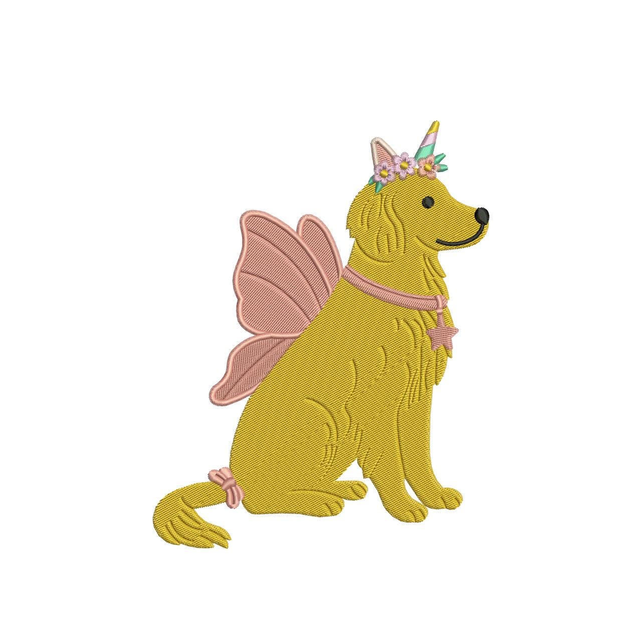 Golden Retriever Embroidery Designs: Unicorn Golden Retriever Machine Embroidery File (DST, PES and more) Digital Download Christmas Design