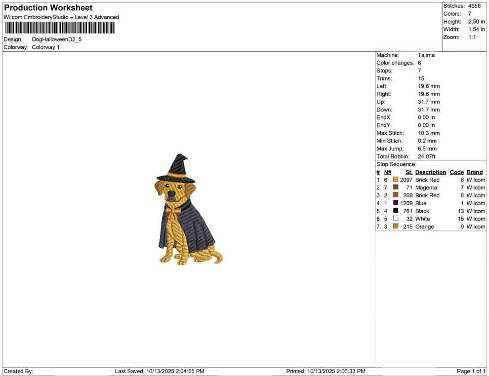 Halloween Golden Retriever Witch Dog Embroidery Design (Digital Download)