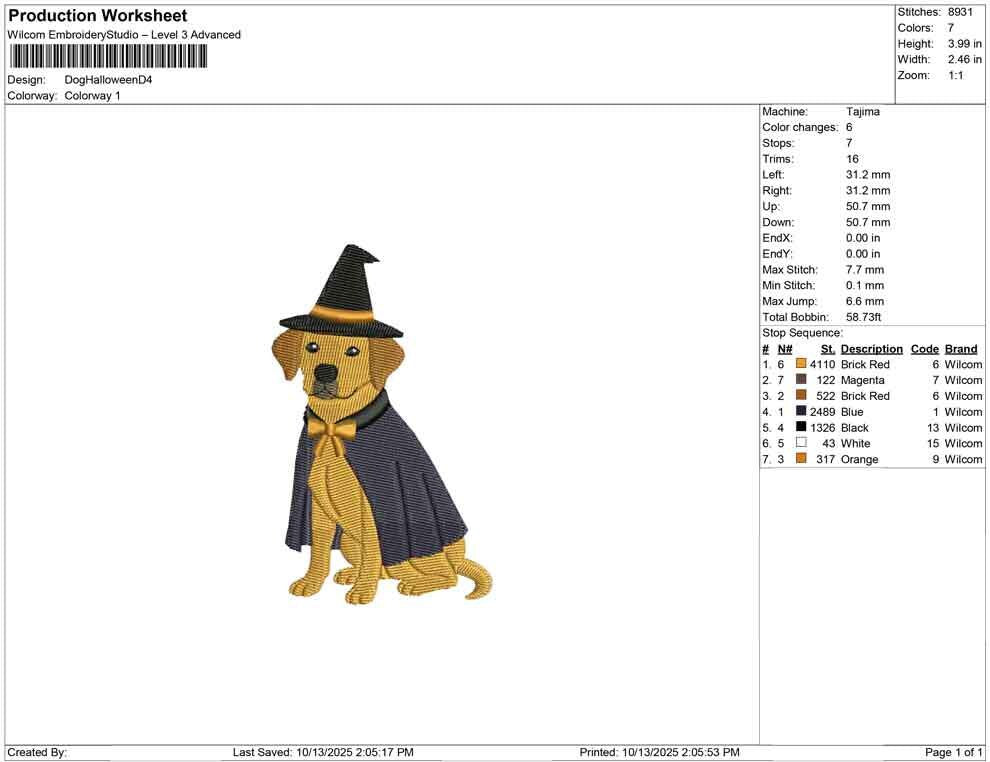 Halloween Golden Retriever Witch Dog Embroidery Design (Digital Download)