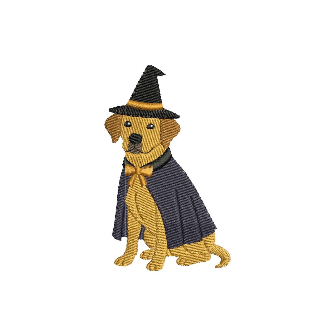 Halloween Golden Retriever Witch Dog Embroidery Design (Digital Download)