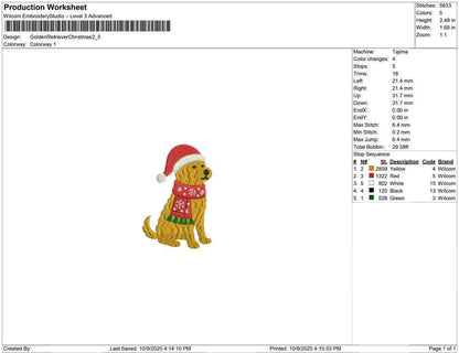 Goldendoodle Embroidery Designs: Golden-doodle Dog Embroidery Design Christmas Santa Hat Machine Embroidery File (Digital Download)