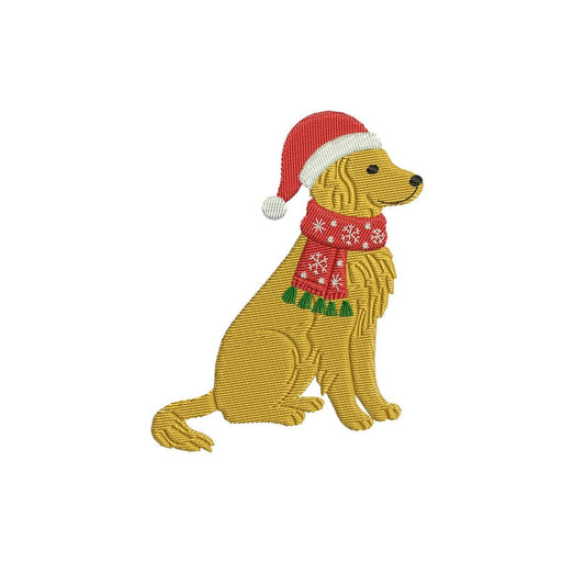 Christmas Embroidery Designs: Golden Retriever Dog Embroidery Machine Files Holiday Dog Embroidery Design (Digital Download)