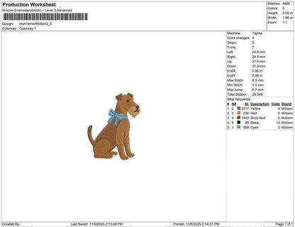 Irish Terrier Embroidery Designs: Dog with Bow Embroidery Machine File Welsh Terrier Design (DST, PES, JEF, More) Digital Download