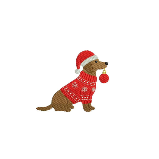 Dachshund Embroidery Designs: Christmas Embroidery Design Santa Hat, Scarf on Dog Machine Embroidery File (Digital Download)